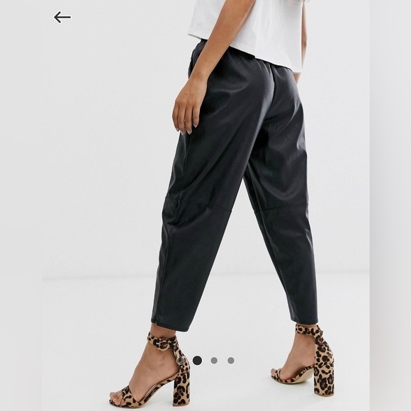ASOS DESIGN Petite Tapered Leather Look Pants in Size 2 - Picture 5 of 9